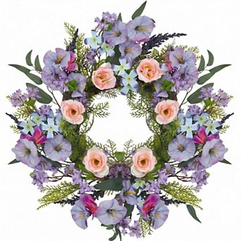 20 Inch Spring Summer Flower Wreaths Artificial Colorful Floral Decor Door Wreaths for Wedding
