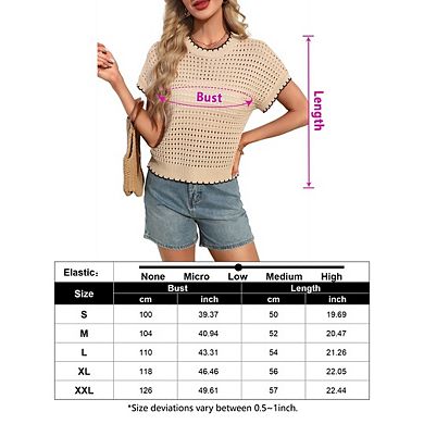 Crochet Cap Sleeve Sweater Pullover Cute Spring & Summer Beach Vacation Top