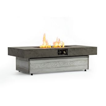 Eazegath 48'' 50000 BTU Outdoor Rectangular Steel Propane Fire Pit Table with Rain Cover