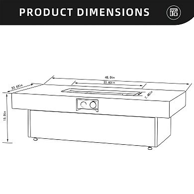 Eazegath 48'' 50000 BTU Outdoor Rectangular Steel Propane Fire Pit Table with Rain Cover