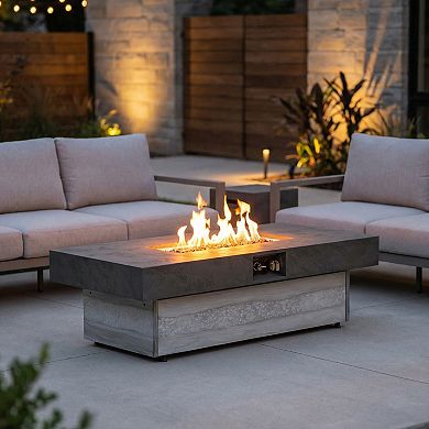 Eazegath 48'' 50000 BTU Outdoor Rectangular Steel Propane Fire Pit Table with Rain Cover