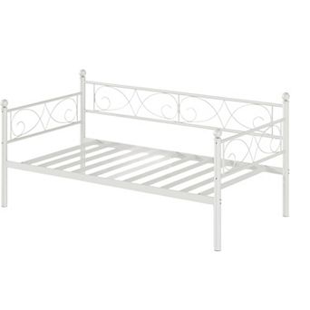 Daybed Frame, Metal Platform Sofa Bed with Steel Slat Support, Classic Headboard, for Living Room