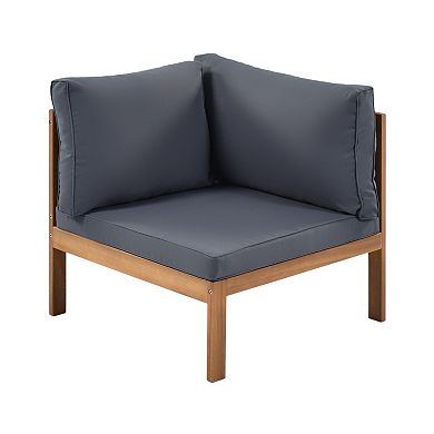 Eazegath 4-Piece Outdoor Acacia Wood Sectional Sofa Set with Coffee Table and Cushions