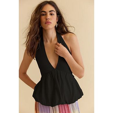 Women Ruffle Hem Halter Y2k V Neck Cropped Cami FlowyTank Top