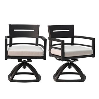 Eazegath 2 pc Outdoor Patio Aluminum Swivel Rocker Dining Chairs with Sunbrella Fabric Cushions