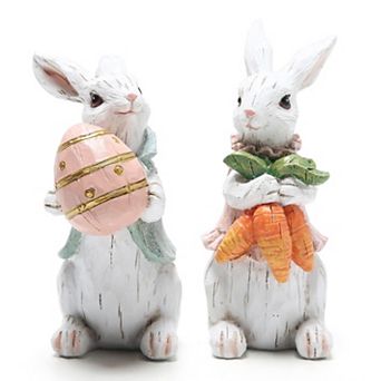 2 pc Easter Bunny Spring Home Decor Figurine Gift