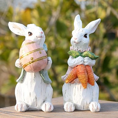2PC Easter Bunny Spring Home Decor Figurine Gift