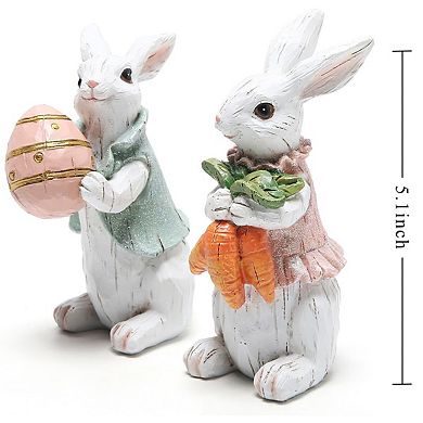 2PC Easter Bunny Spring Home Decor Figurine Gift