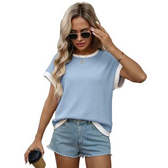 Women Basic T-Shirts Summer Tops Short Sleeve Shirts Knit Crew Neck Tops T Shirts
