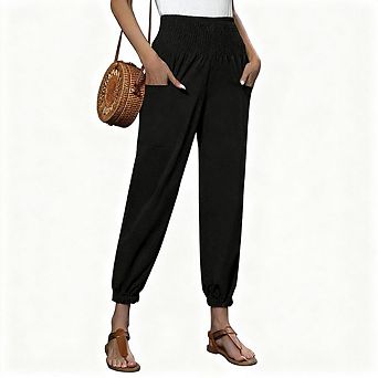 High Waist Pants for Women Joggers Side Pocket Elastic Comfort Lounge Pants for Workout Casual Wear
