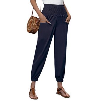 High Waist Pants for Women Joggers Side Pocket Elastic Comfort Lounge Pants for Workout Casual Wear