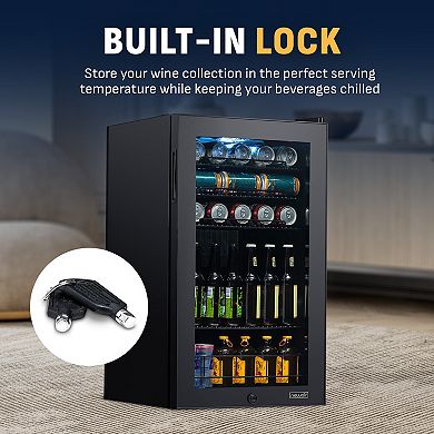 Newair 126 Can Freestanding Beverage Fridge in Onyx Black with Adjustable Shelves