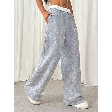 Women's Drawstring Wide Leg Athletic Sweatpants Casual Long Pants