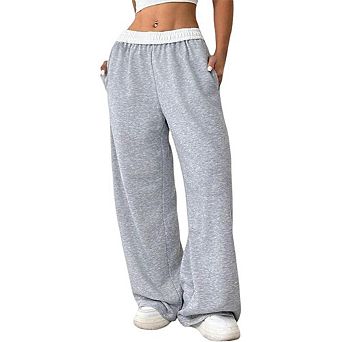 Women's Drawstring Wide Leg Athletic Sweatpants Casual Long Pants