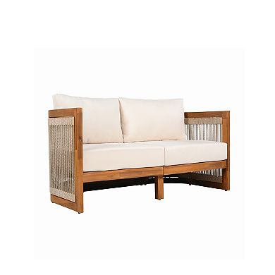 Eazegath 4-Piece Outdoor Acacia Wood Conversation Sofa Set Patio Seating Group with Coffee Table