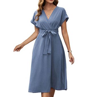 Women's Summer Boho Maxi Dress - V-Neck Loose Tunic Beach Dress with Belt