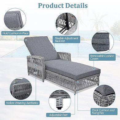 Eazegath 2-Piece Outdoor Wicker 4-Position Adjustable Chaise Lounge Chairs with Cushions and Armrest