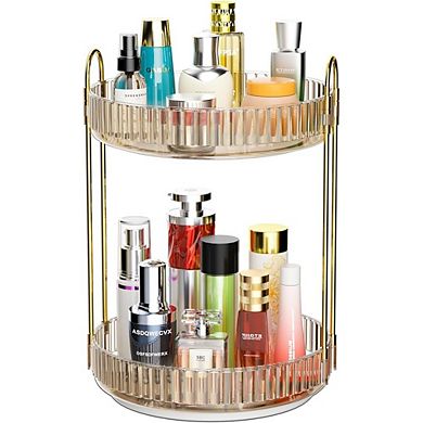 2-Tier Rotating Makeup Organizer for Perfume and Skincare Storage