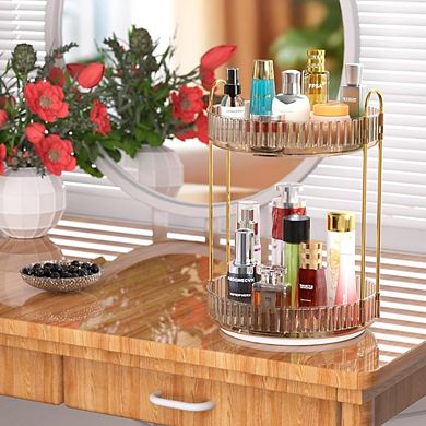 2-Tier Rotating Makeup Organizer for Perfume and Skincare Storage
