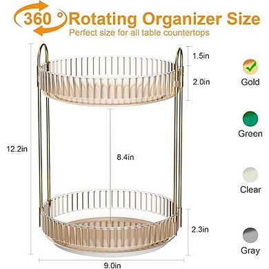 2-Tier Rotating Makeup Organizer for Perfume and Skincare Storage