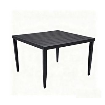 Eazegath 40" Outdoor Patio Ember Black Aluminum Square Dining Table with Umbrella Hole