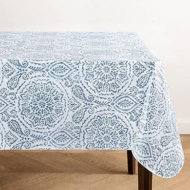 Savannah Boho Paisley Vinyl Tablecloth Water- & Stain-Resistant with Flannel Backing