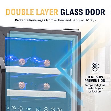 Newair Freestanding 28 Bottle Dual Zone Compressor Wine Fridge with Adjustable Racks