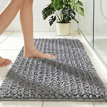 Small Chenille Bathroom Rug, Soft Absorbent, Non-Slip Bath Mat