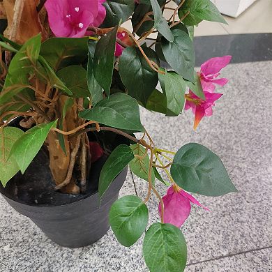 Bougainvillea Artificial Tree with Flowers Leaves in Pot Lightweight Realistic Faux Tree Home Decor