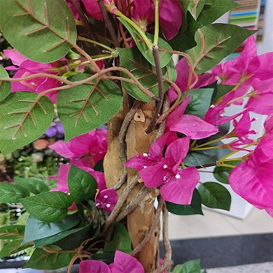 Bougainvillea Artificial Tree with Flowers Leaves in Pot Lightweight Realistic Faux Tree Home Decor