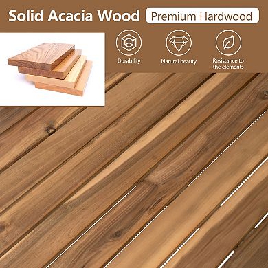 Eazegath 4-Piece Outdoor Acacia Wood Sectional Sofa Set with Coffee Table and Cushions