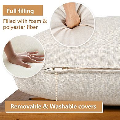 Eazegath 4-Piece Outdoor Acacia Wood Conversation Sofa Set with Coffee Table and Ottoman