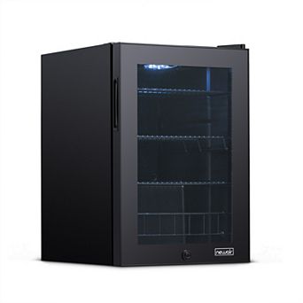 Newair 90 Can Freestanding Beverage Fridge in Onyx Black, Compact with Adjustable Shelves and Lock