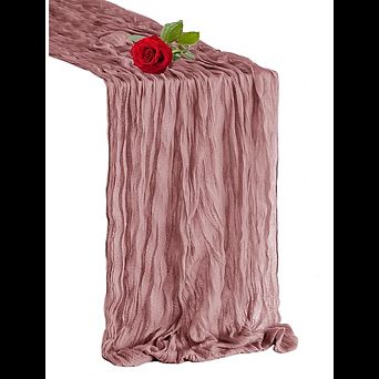 Dusty Pink Cheesecloth Table Runner, Boho Rustic Gauze, Wedding & Party Decor