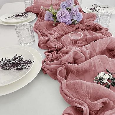 Dusty Pink Cheesecloth Table Runner, Boho Rustic Gauze, Wedding & Party Decor