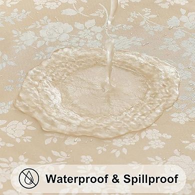 Beige Vinyl Tablecloth Waterproof Heavy-Duty Wipeable Cover