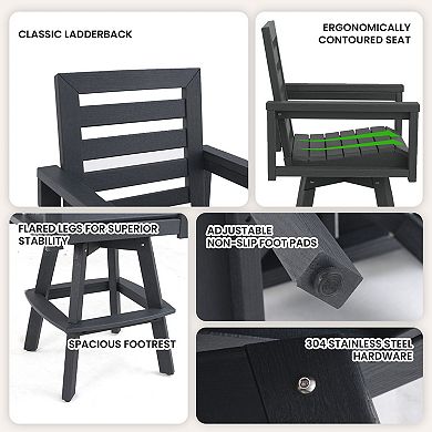 Eazegath Outdoor HDPE 360 Swivel Bar Chairs Patio Bar Stools with Ladderback
