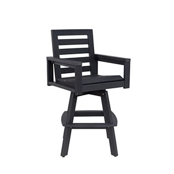 Eazegath Outdoor HDPE 360 Swivel Bar Chairs Patio Bar Stools with Ladderback