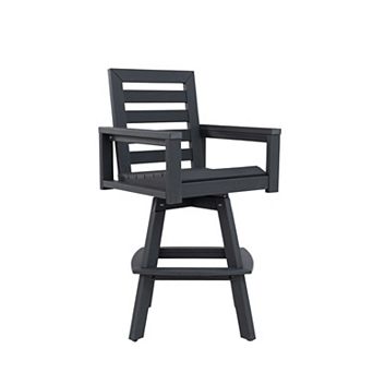 Eazegath Outdoor HDPE 360 Swivel Bar Chairs Patio Bar Stools with Ladderback