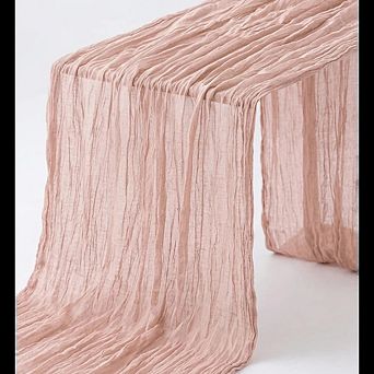 2-Pack Dusty Pink Cheesecloth Table Runners, Boho Rustic Wedding & Party Decor