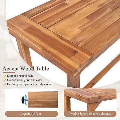 Eazegath 3-Piece Outdoor Acacia Wood Bar Set with 1 Table and 2 Armchairs