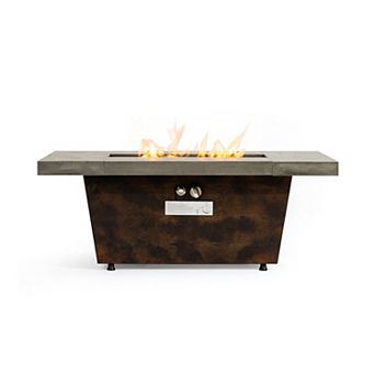 Eazegath 42'' 50000 BTU Outdoor Rectangular Steel Propane Fire Pit Table with Rain Cover