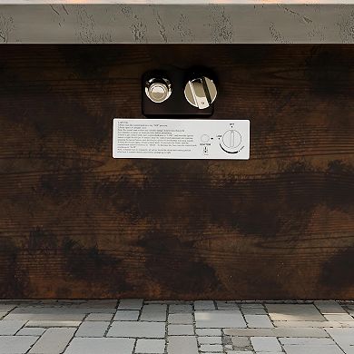 Eazegath 42'' 50000 BTU Outdoor Rectangular Steel Propane Fire Pit Table with Rain Cover