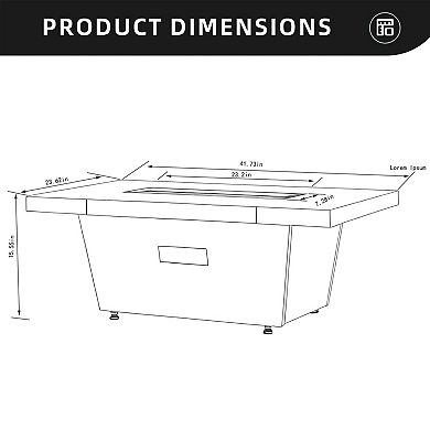 Eazegath 42'' 50000 BTU Outdoor Rectangular Steel Propane Fire Pit Table with Rain Cover