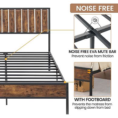 Bed Frame with Headboard and Footboard, Heavy Duty Metal Platform Bed Frame with Under Bed Storage