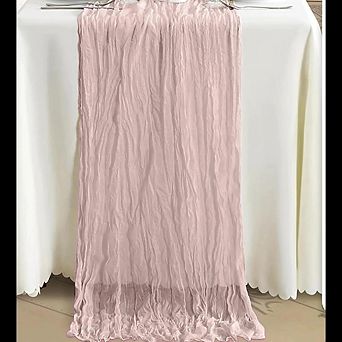 3-Pack Dusty Pink Table Runners Boho Gauze, Rustic Decor