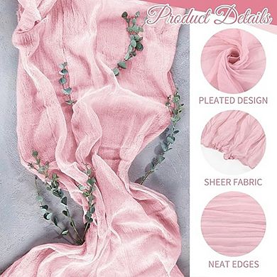 Light Pink Table Runner Boho Gauze, Rustic, Decorative
