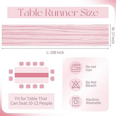 Light Pink Table Runner Boho Gauze, Rustic, Decorative