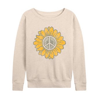 Women's Peace Sign Sunflower French Terry Long Sleeve Tee