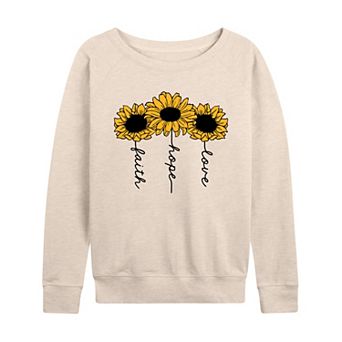Women's Faith Hope Love Sunflowers French Terry Long Sleeve Tee